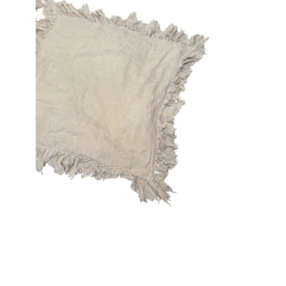 2 Wamsutta Vintage 1846 Beige Frayed Ruffle  Linen Euro Pillow Shams Boho Chic - Picture 6 of 15